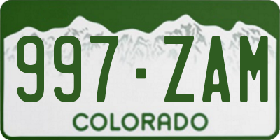 CO license plate 997ZAM