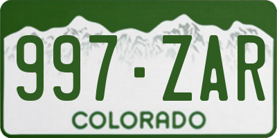 CO license plate 997ZAR