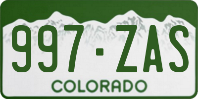 CO license plate 997ZAS