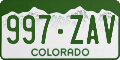 CO license plate 997ZAV