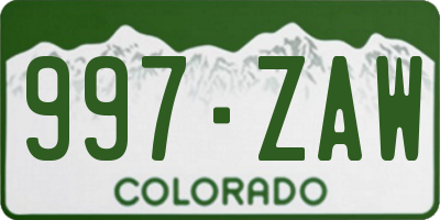 CO license plate 997ZAW