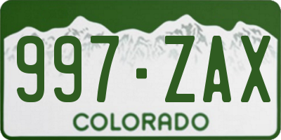 CO license plate 997ZAX