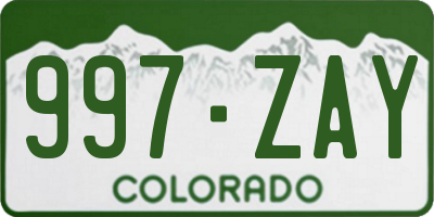 CO license plate 997ZAY