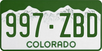 CO license plate 997ZBD