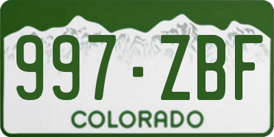 CO license plate 997ZBF