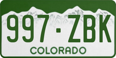 CO license plate 997ZBK