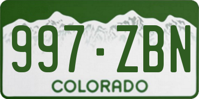 CO license plate 997ZBN