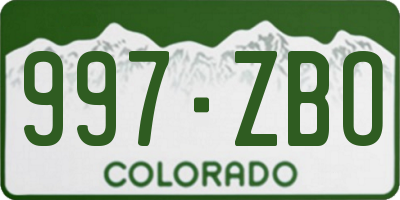 CO license plate 997ZBO