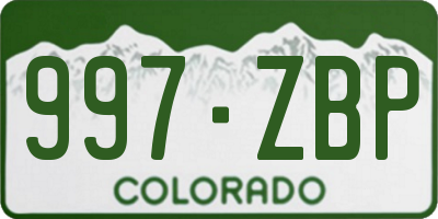 CO license plate 997ZBP