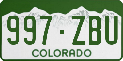 CO license plate 997ZBU