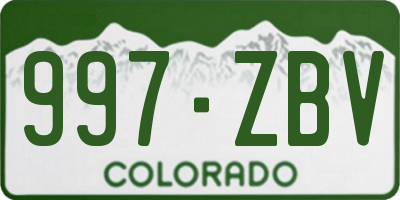 CO license plate 997ZBV