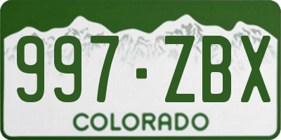 CO license plate 997ZBX
