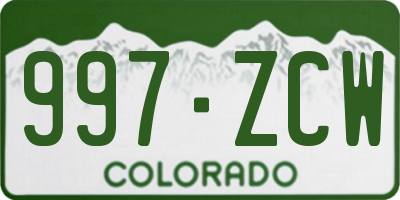 CO license plate 997ZCW