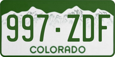 CO license plate 997ZDF