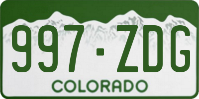 CO license plate 997ZDG