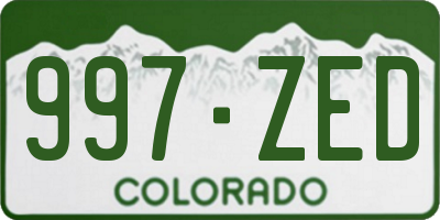 CO license plate 997ZED