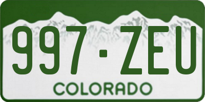 CO license plate 997ZEU