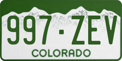 CO license plate 997ZEV