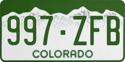 CO license plate 997ZFB