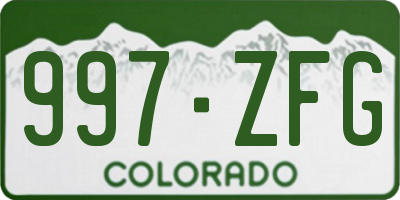 CO license plate 997ZFG