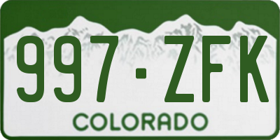 CO license plate 997ZFK