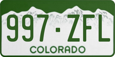 CO license plate 997ZFL