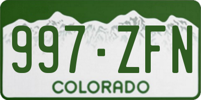 CO license plate 997ZFN