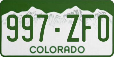 CO license plate 997ZFO