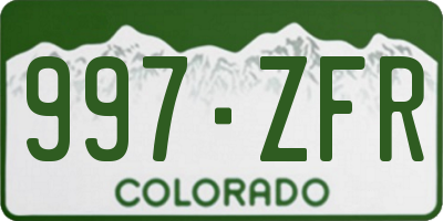 CO license plate 997ZFR