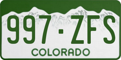 CO license plate 997ZFS