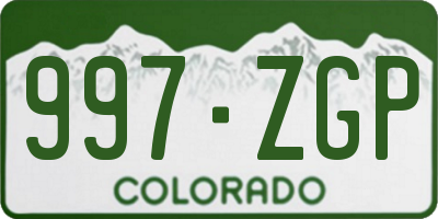 CO license plate 997ZGP