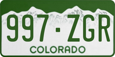 CO license plate 997ZGR