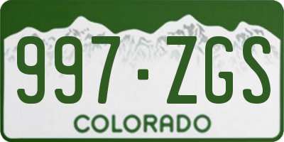 CO license plate 997ZGS