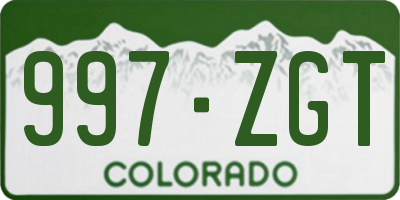 CO license plate 997ZGT