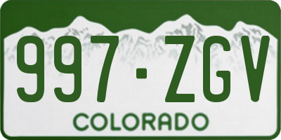CO license plate 997ZGV