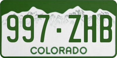 CO license plate 997ZHB
