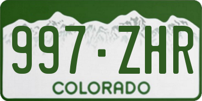 CO license plate 997ZHR