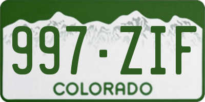 CO license plate 997ZIF