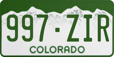 CO license plate 997ZIR