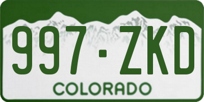 CO license plate 997ZKD