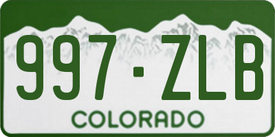 CO license plate 997ZLB