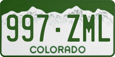 CO license plate 997ZML