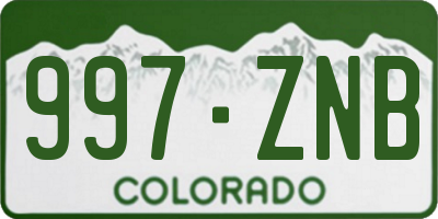 CO license plate 997ZNB