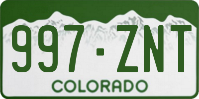 CO license plate 997ZNT