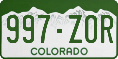 CO license plate 997ZOR