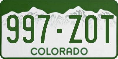 CO license plate 997ZOT