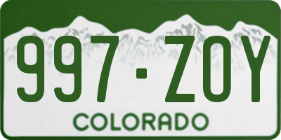 CO license plate 997ZOY