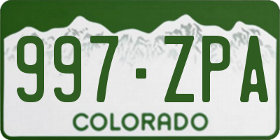 CO license plate 997ZPA