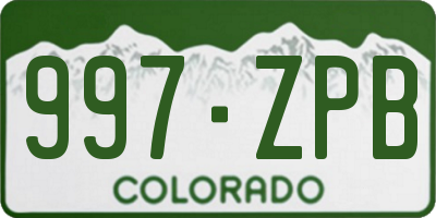 CO license plate 997ZPB