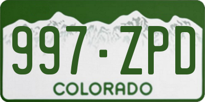 CO license plate 997ZPD